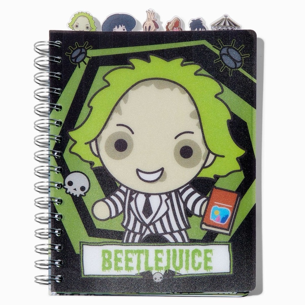 Beetlejuice Spiral Notebook with Green and Black Design